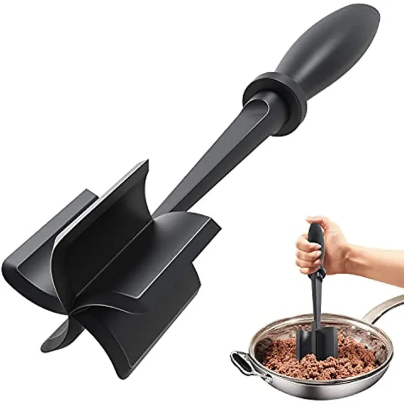 1/2Pcs Kitchen Meat Chopper Ground Beef Masher Mixing, Grinding and Pounding Spatula Meat Scraper for Mincing Meat