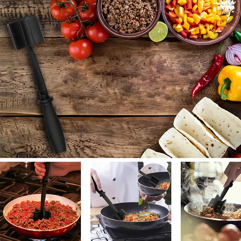 1/2Pcs Kitchen Meat Chopper Ground Beef Masher Mixing, Grinding and Pounding Spatula Meat Scraper for Mincing Meat