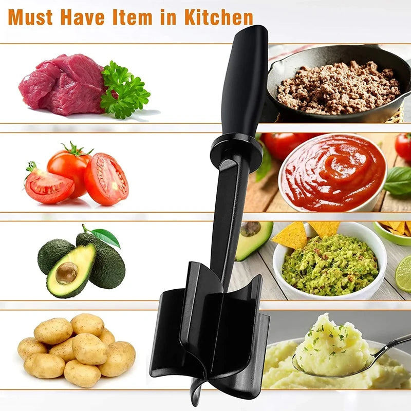 1/2Pcs Kitchen Meat Chopper Ground Beef Masher Mixing, Grinding and Pounding Spatula Meat Scraper for Mincing Meat