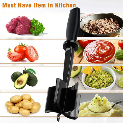 1/2Pcs Kitchen Meat Chopper Ground Beef Masher Mixing, Grinding and Pounding Spatula Meat Scraper for Mincing Meat
